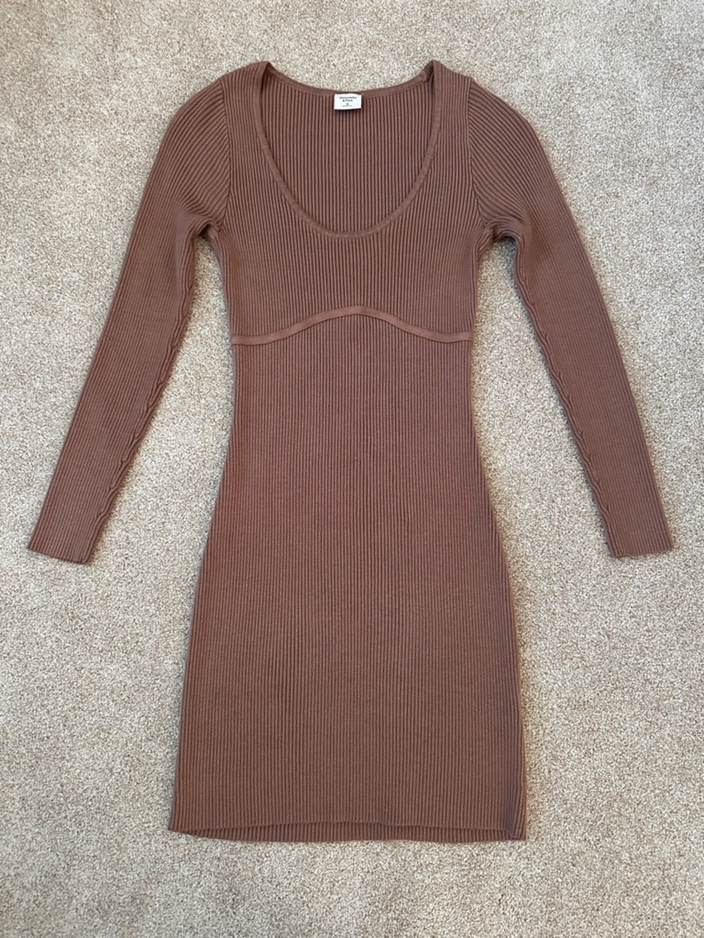 Abercrombie & Fitch Elevated Knit Corset Mini Dress Light Brown Medium